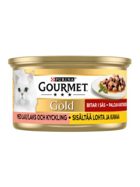 Консервы для кошек Gourmet Gold Lohta Ja Kanaa Kastikkeessa 85г с лососем и курицей в соусе