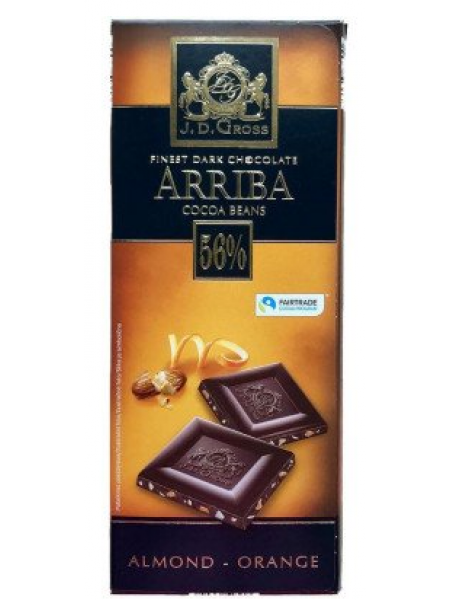 Шоколад плиточный J.D. Gross Arriba 56% Almond and Orange 125г
