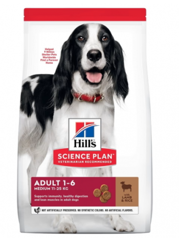 Сухой корм для взрослых собак среднего размера Hill's Science Plan 2,5кг ягненок и рис 