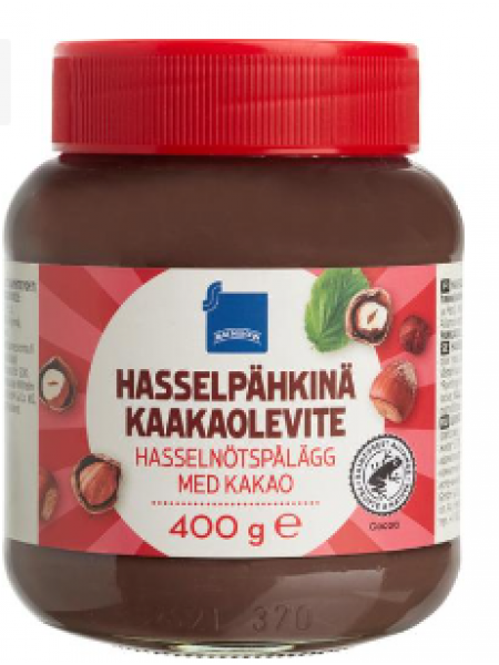 Шоколадная паста с лесным орехом и какао Rainbow Hasselpähkinä-Kaakaolevite 400г