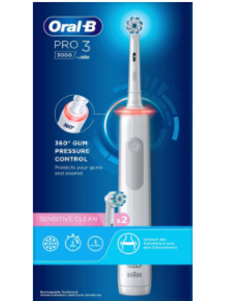Электрическая зубная щетка Oral-B PRO3 3000 White Sensitive Clean