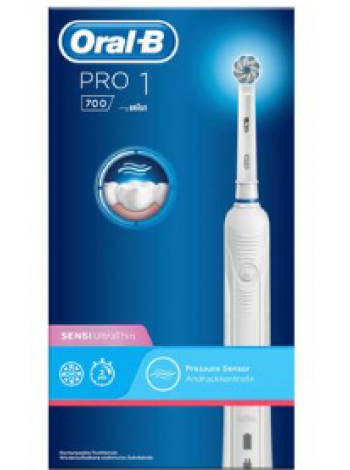 Ультратонкая электрическая зубная щетка Oral-B PRO1 700 White Sensi