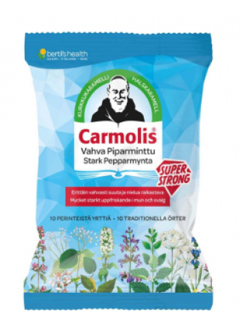 Травяные леденцы CARMOLIS VAHVA PIPARMINTTU KURKKUKARAMELLI 75г