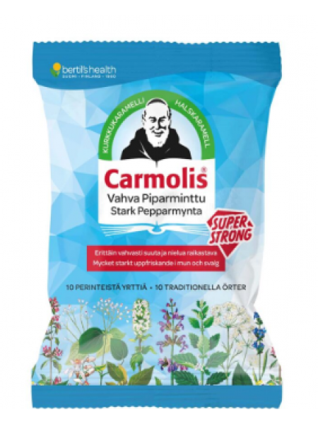 Травяные леденцы CARMOLIS VAHVA PIPARMINTTU KURKKUKARAMELLI 75г