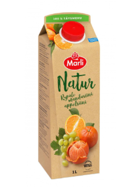 Натуральный сок Marli Natur Rypäle-mandariini-appelsiinitäysmehu виноград-мандарин-апельсин 100% 1л