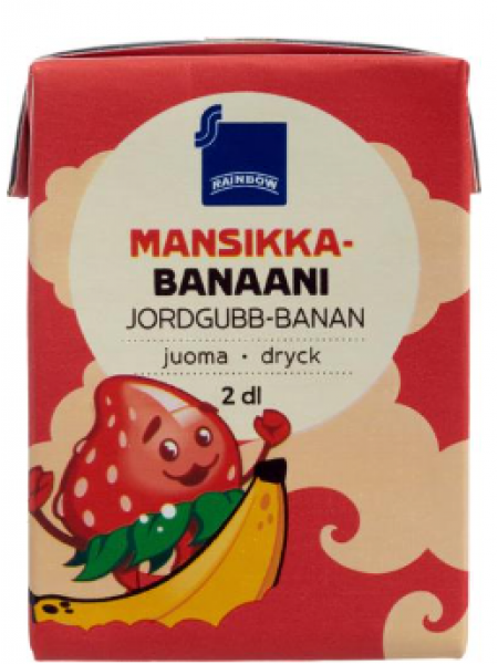 Напиток клубнично-банановый Rainbow mansikka-banaani 2dl 
