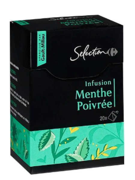 Травяной чай Carrefour Selection Infusion Menthe Poivree 20 x 1,8г мята перечная 