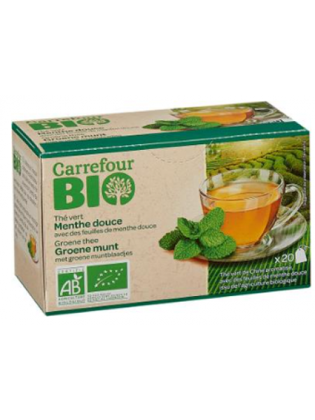 Зеленый чай с мятой органический Carrefour Bio 20 шт