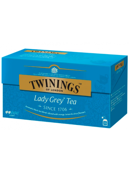 Черный чай со вкусом апельсина, лимона и цитрусовых Twinings Lady Grey 25x2г