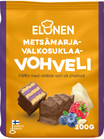Вафли Elonen metsämarja-valkosuklaavohveli с лесными ягодами и белым шоколадом 200г