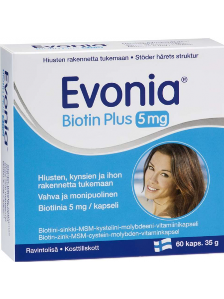 Концентрированная биотиновая добавка Evonia Biotin Plus 5 мг 60капсул
