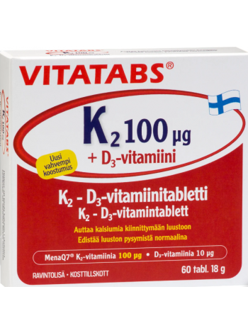 Препарат для здоровья костей Vitatabs K2 100 µg + D3 60шт