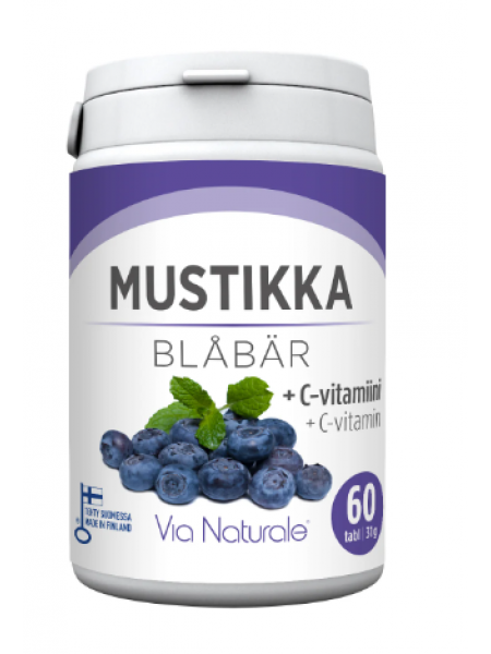 Пищевая добавка для зрения Via Naturale Mustikka + C-vitamiini 60таб