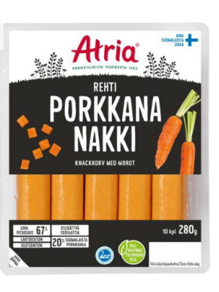 Сосиски с морковью Atria Rehti Porkkananakki 280г