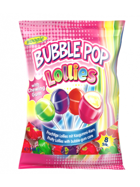 Леденцы на палочке Woogie Lollies Bubble Pop 144г в пакете