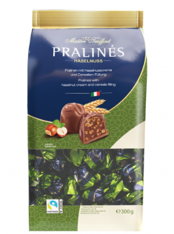 Шоколадные конфеты Maitre Troffout Pralines hazelnut & cereals 300г с фундуком и хлопьями 