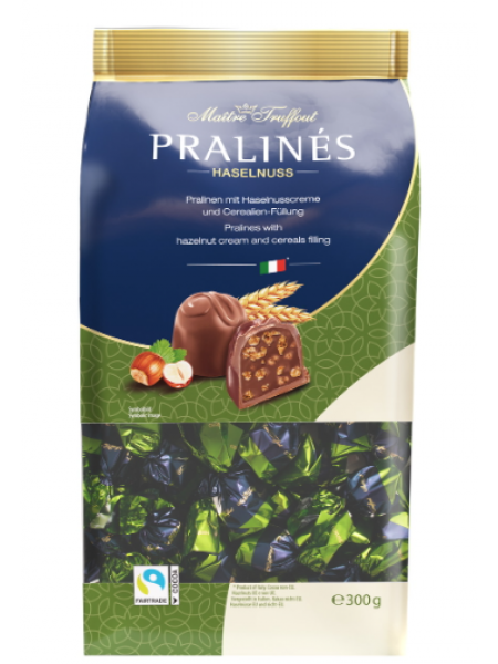 Шоколадные конфеты Maitre Troffout Pralines hazelnut & cereals 300г с фундуком и хлопьями 