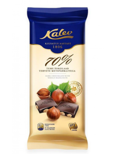 Шоколад темный 70% Kalev с цельным фундуком 100 г