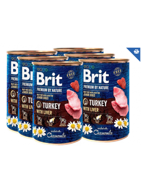 Влажный корм для щенков Brit Premium by Nature 400 г  6 шт печень индейки 