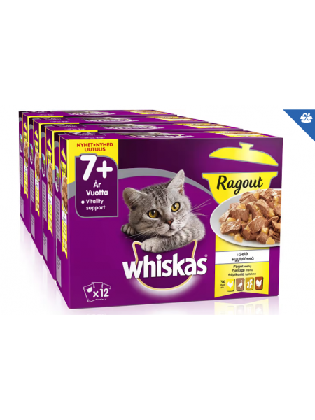 Влажный корм для кошек Рагу из птицы в желе Whiskas 7+ 85 г 48шт
