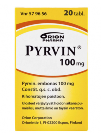 Препарат PYRVIN от ленточных червей 100мг 20шт