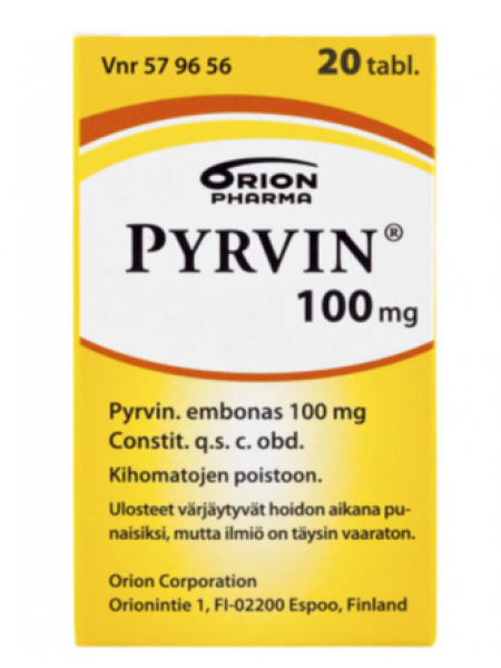 Препарат PYRVIN от ленточных червей 100мг 20шт
