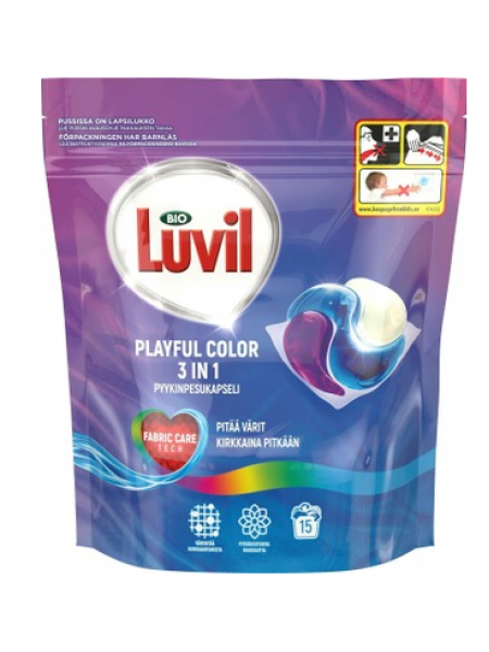 Капсулы для стирки цветного белья Bio Luvil Pyykinpesukapseli Color 15 шт