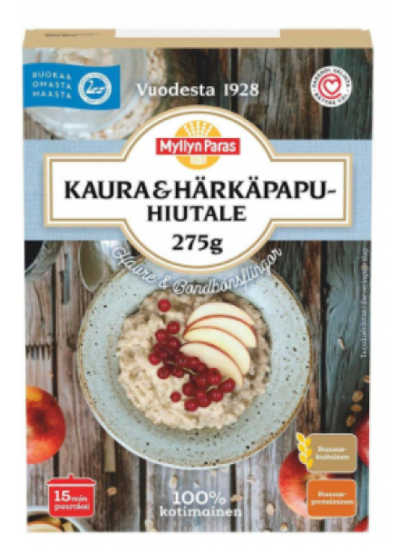 Каша Myllyn Paras Kaura & Härkäpapuhiutale 275г овес и фасоль