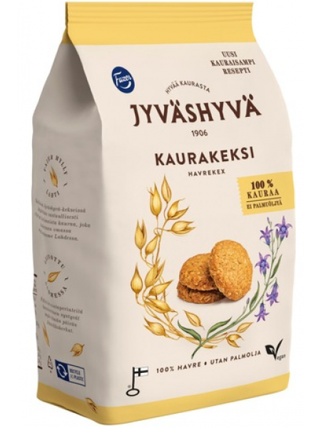Овсяное печенье Fazer Jyväshyvä kaeraküpsised 350г без лактозы