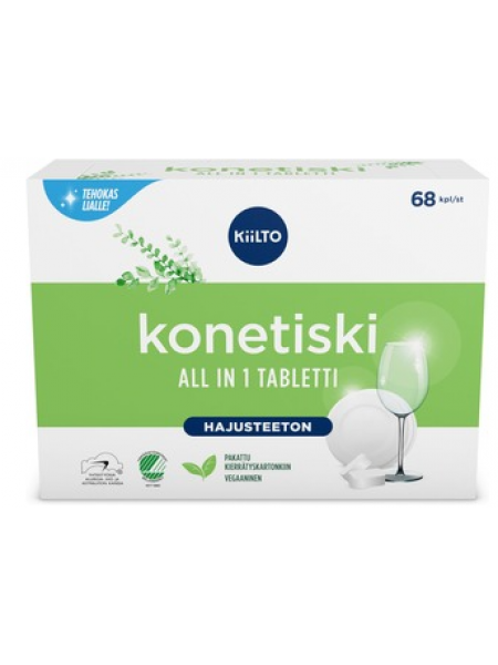 Таблетки для посудомоечной машины Kiilto Konetiski 68 шт без запаха