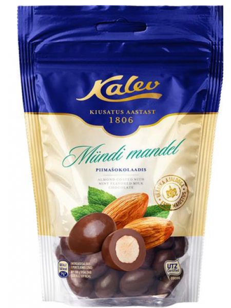 Миндаль в молочном шоколаде со вкусом мяты Kalev mandel mündimaitseline 140г