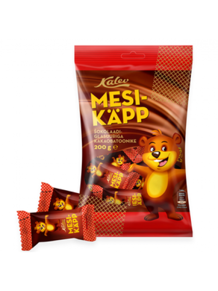 Медовые конфеты в шоколадной глазури с кусочками какао KALEV Mesikäpp 200г