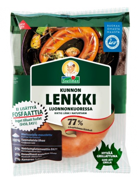 Колбаска в натуральной оболочке Snellman Kunnon Lenkki Luonnonkuoressa 400г