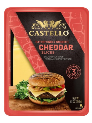 Сыр Чеддер в нарезке для бургеров Castello Burger Cheddar 150г