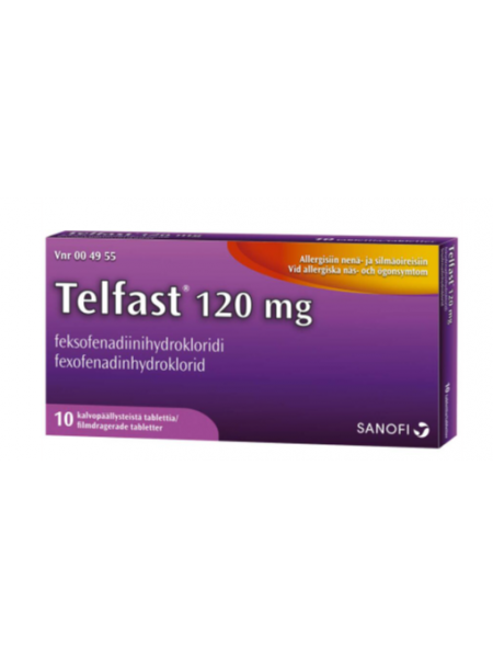 Препарат для лечения симптомов сезонного аллергического ринита TELFAST 10таб 120мг