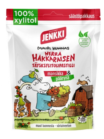Ассорти пластинок с ксилитом Jenkki Herra Hakkarainen Mansikka & Päärynä 150г клубника груша