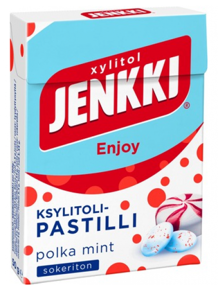 Пастилки с ксилитом Jenkki Enjoy Polka Mint Ksylitolipastilli 50г