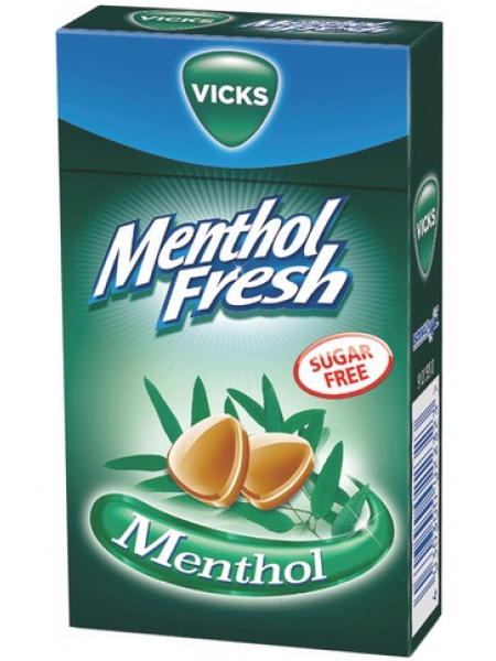 Леденцы от боли в  горле с ментолом Vicks Menthol Fresh 40г без сахара
