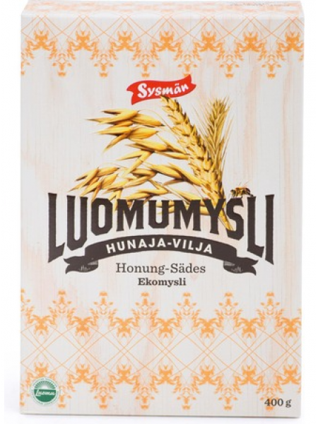 Органические мюсли Sysmän Honung-Sädes Ekomysli 400г мед ваниль