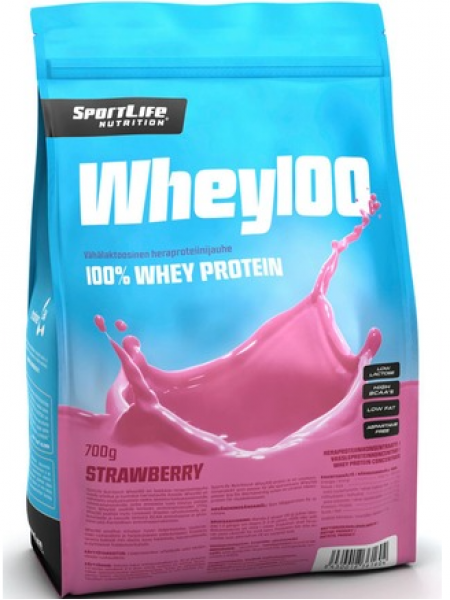 Клубничный порошок сывороточного протеина Sportlife Nutrition Whey100 700г