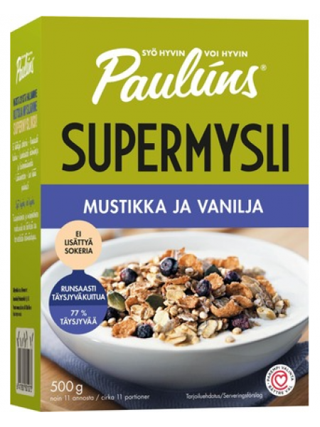 Мюсли Paulúns Supermysli Mustikka Ja Vanilja с черникой и ванилью 500 г