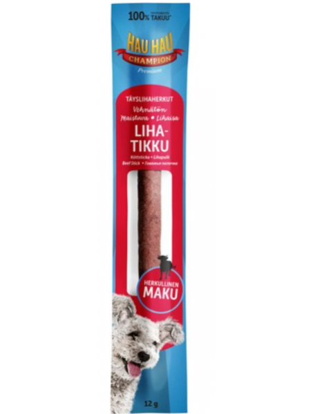 Лакомство для собак Hau-Hau Champion Täyslihaherkut Lihatikku 12г говядина печень
