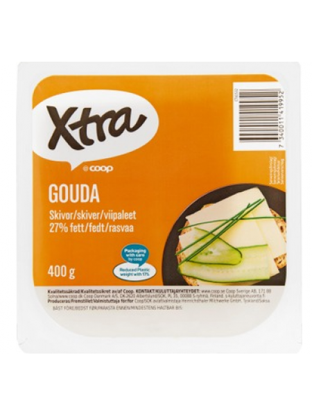 Сыр в нарезке X-tra Gouda 27% 400г