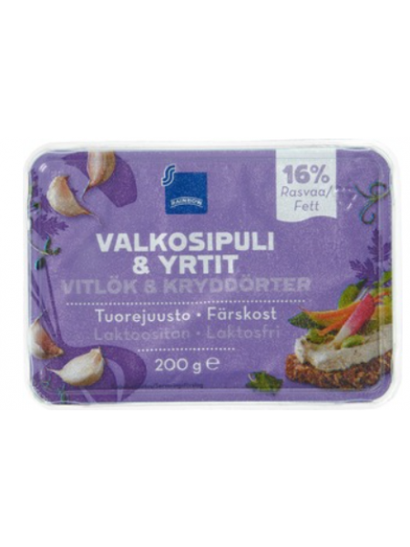 Сыр сливочный Rainbow Valkosipuli & Yrtit 200г с чесноком и зеленью