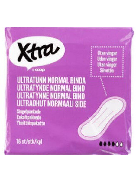 Ультратонкие прокладки Xtra ultraohut siivetön normaali 16шт