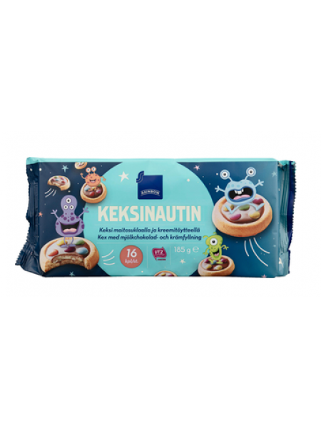 Печенье с молочным шоколадом и кремовой начинкой Rainbow Keksinautti 185г
