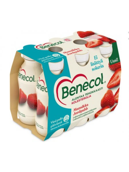 Йогуртный напиток Benecol 6X100г с клубникой без лактозы для снижения холестерина