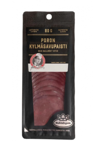Нарезка колбасы из оленины Huhtahyvät Poron kylmäsavupaisti 80г без лактозы и глютена