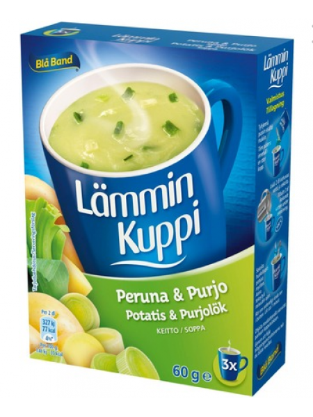 Готовый безлактозный картофельный суп с луком-пореем Blå Band Lämmin Kuppi Peruna-Purjokeitto 3X20г