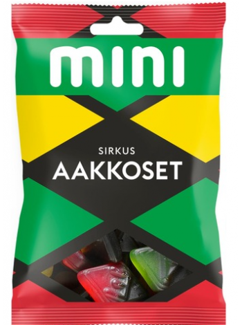 Жевательные конфеты со вкусом салмиака и фруктов Malaco Mini Aakkoset Sirkus 120г